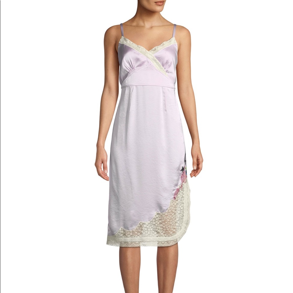 ♥️SOLD♥️ Coach x Selena Gomez Satin/Silk Slip Dress with Lace Trim